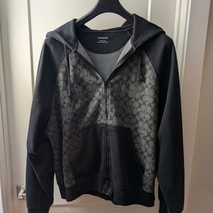 Coach Signature C Zip Hoodie - Black & Charcoal